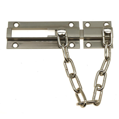 Solid Brass Chain Bolt Guard in Satin Nickel - Super Arbor