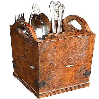 Dorian 7 in. H x 7 in. W Rustic Brown Utensil Holder - Super Arbor