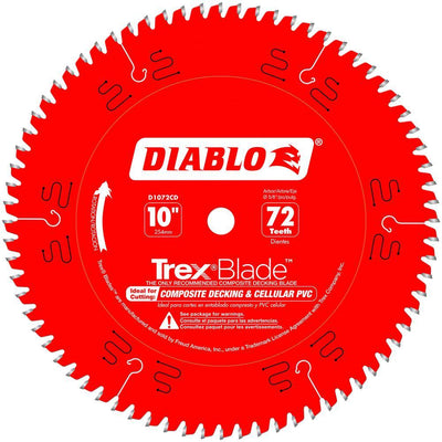 10 in. x 72-Tooth Trex/Composite Material Cutting Saw Blade - Super Arbor