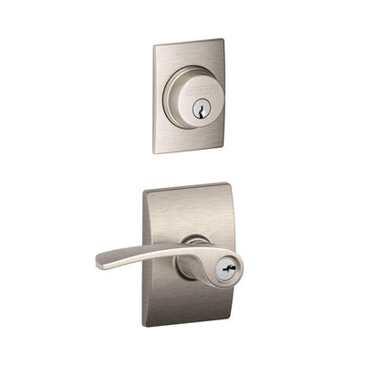 Century Satin Nickel Single Cylinder Deadbolt with Merano Entry Door Lever Combo Pack - Super Arbor