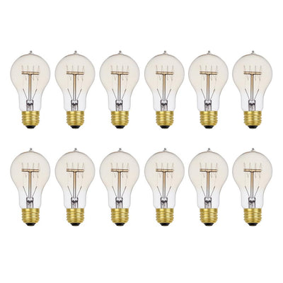 Globe Electric 60-Watt Vintage Edison A19 Quad Loop Dimmable Incandescent Filament Light Bulb (12-Pack) - Super Arbor