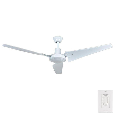 Industrial 60 in. Indoor/Outdoor White Ceiling Fan with Wall Control - Super Arbor