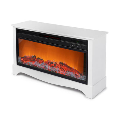 LifeZone Electric Infrared Quartz Standing Fireplace Heater, White - Super Arbor