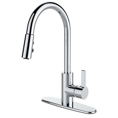 Single-Handle Pull-Down Sprayer Kitchen Faucet in Chrome - Super Arbor