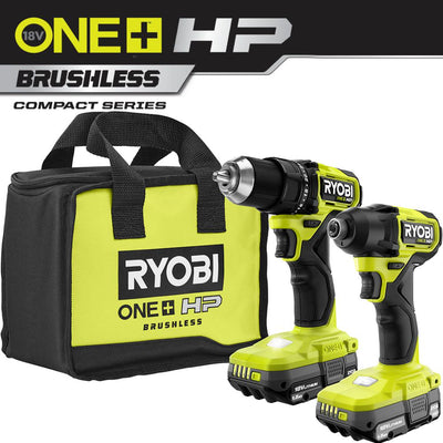 ONE+ HP 18V Brushless Cordless Compact 1/2 in. Drill and Impact Driver Kit with (2) 1.5 Ah Batteries, Charger and Bag - Super Arbor
