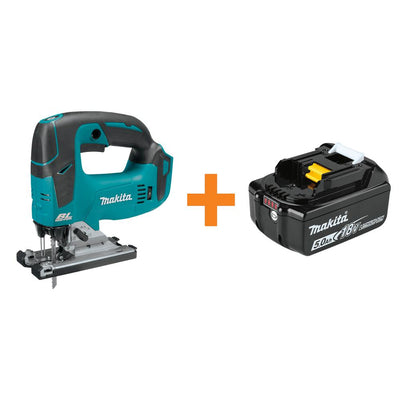 18-Volt LXT Lithium-Ion Brushless Cordless Jig Saw, Tool Only with Bonus 18-Volt LXT Lithium-Ion 5.0 Ah Battery - Super Arbor