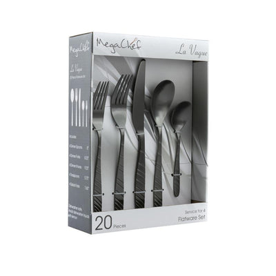 La Vague 20-Piece Matte Black Stainless Steel Flatware Set (Service for 4) - Super Arbor