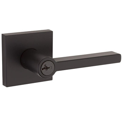 Halifax Square Matte Black Keyed Entry Door Lever - Super Arbor