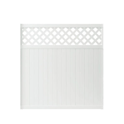 Veranda Lewiston 6 ft. H x 6 ft. W White Vinyl Lattice Top Fence Panel - Super Arbor