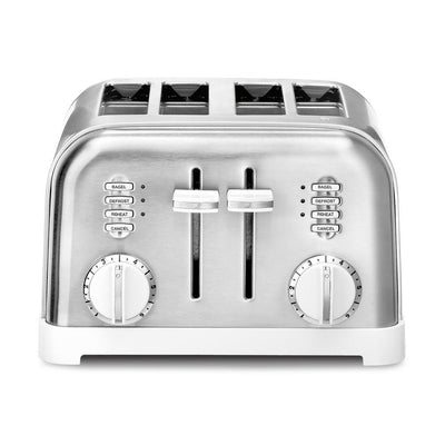 Classic Series 4-Slice White Wide Slot Toaster with Crumb Tray - Super Arbor