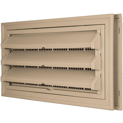 9-3/8 in. x 17-1/2 in. Foundation Vent Kit with Trim Ring and Optional Fixed Louvers (Molded Screen) in #069 Tan - Super Arbor