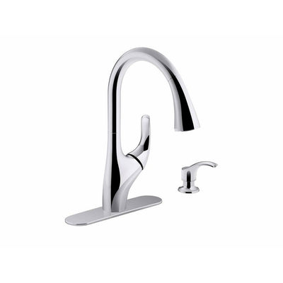Trielle Single-Handle Pull-Down Sprayer Kitchen Faucet in Chrome - Super Arbor