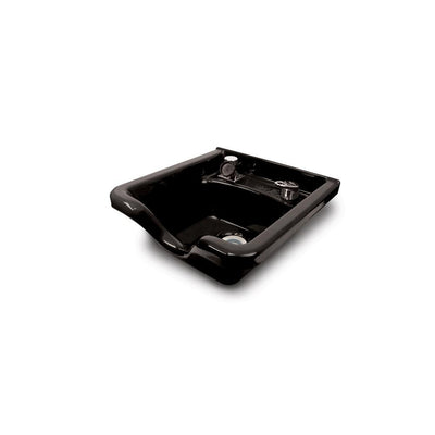 Alpha 18-3/4 in. W x 8-3/4 in. D Enamel Shampoo Sink with 522 Fixture, Spray, Strainer and Bracket in Black - Super Arbor