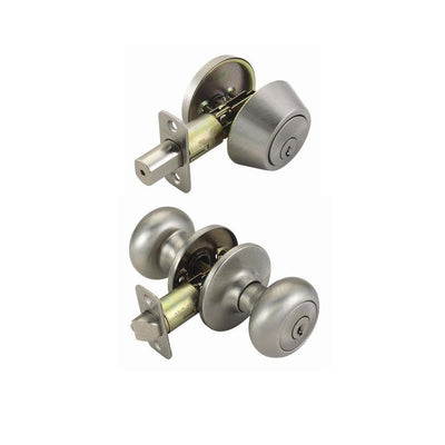 Cambridge Satin Nickel Entry Knob and Single Cylinder Deadbolt Combo - Super Arbor