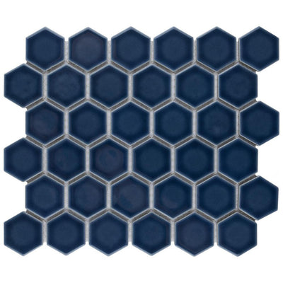Merola Tile Hudson Due Hex 2 in. Denim Blue 11 in. x 12 in. Porcelain Mosaic (9.97 sq. ft. / Case) - Super Arbor