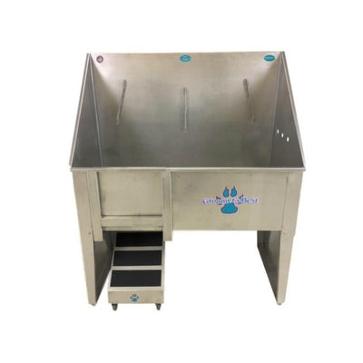 Walk-Through 48 in. x 24 in. x 58 in. Stainless Steel Grooming Tub/Utility Sink Right Drain - Super Arbor