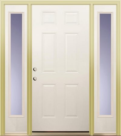 Mastercraft® 36"W x 80" Primed Steel 6 Panel Exterior Door System with Sidelites - Right Inswing