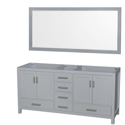 Wyndham Collection Sheffield 70.75-in Gray Bathroom Vanity Cabinet (Mirror Included)