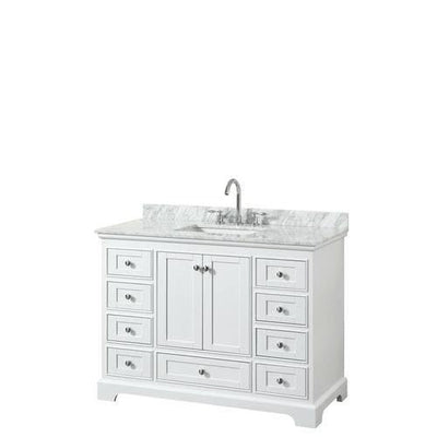 Wyndham Collection Deborah 48-in White Single Sink Bathroom Vanity with White Carrara Natural Marble Top Media 1 of 1