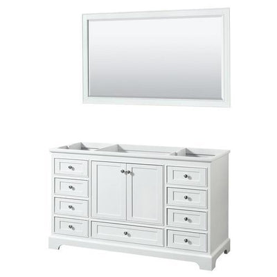 Wyndham Collection Deborah 60-in White Bathroom Vanity Cabinet (Mirror Included)