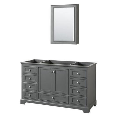 Wyndham Collection Deborah 60-in Dark Gray Bathroom Vanity Cabinet (Mirror Included)