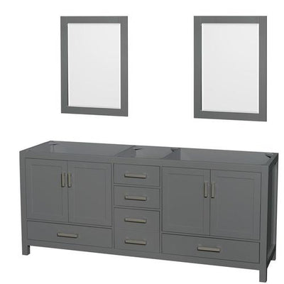 Wyndham Collection Sheffield 78.5-in Dark Gray Bathroom Vanity Cabinet (Mirror Included)