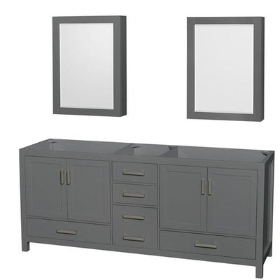 Wyndham Collection Sheffield 78.5-in Dark Gray Bathroom Vanity Cabinet (Mirror Included)