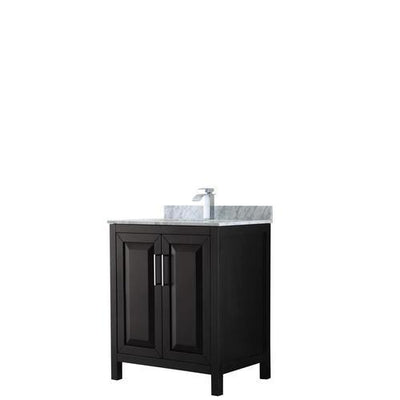 Wyndham Collection Daria 30-in Dark Espresso Single Sink Bathroom Vanity with White Carrara Marble Natural Marble Top