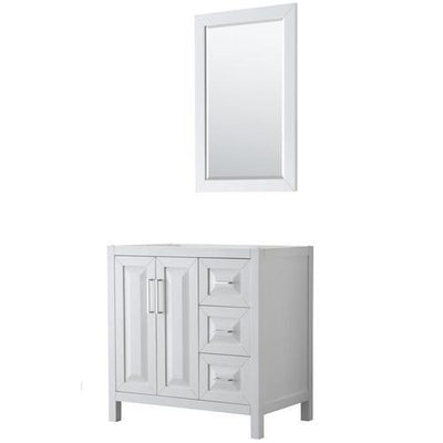 Wyndham Collection Daria 36-in White Bathroom Vanity Cabinet (Mirror Included)