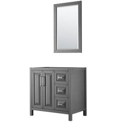 Wyndham Collection Daria 36-in Dark Gray Bathroom Vanity Cabinet (Mirror Included)