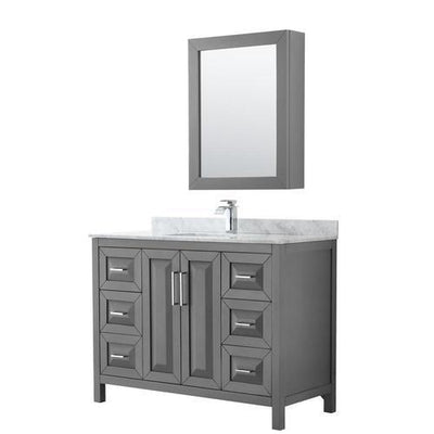 Wyndham Collection Daria 48-in Dark Gray Single Sink Bathroom Vanity with White Carrara Marble Natural Marble Top (Mirror Included)