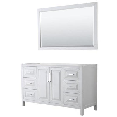 Wyndham Collection Daria 60-in White Bathroom Vanity Cabinet (Mirror Included)
