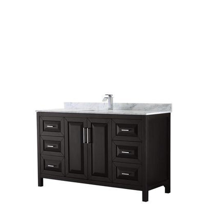 Wyndham Collection Daria 60-in Dark Espresso Single Sink Bathroom Vanity with White Carrara Marble Natural Marble Top
