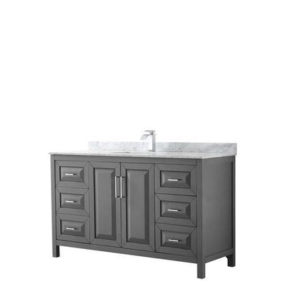 Wyndham Collection Daria 60-in Dark Gray Single Sink Bathroom Vanity with White Carrara Marble Natural Marble Top