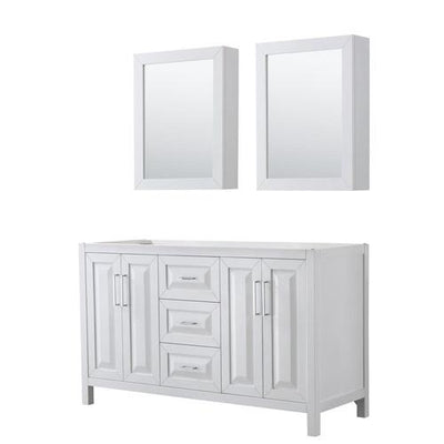 Wyndham Collection Daria 59-in White Bathroom Vanity Cabinet (Mirror Included)