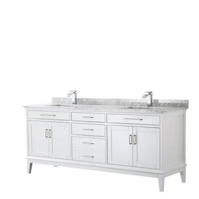 Wyndham Collection Margate 80-in White Double Sink Bathroom Vanity with White Marble Top