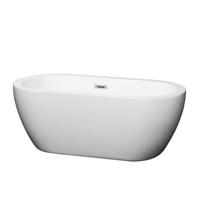 Soho 59.75 in. Acrylic Flatbottom Center Drain Soaking Tub in White - Super Arbor