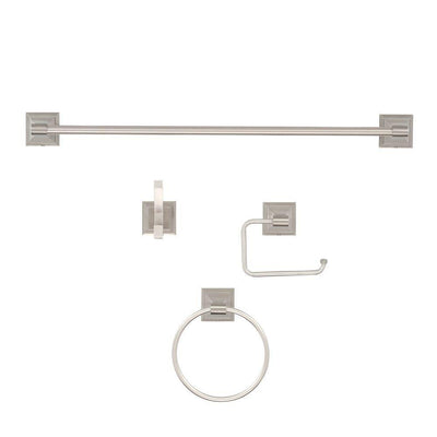 Leonard Collection 4-Piece Bathroom Hardware Kit in Satin Nickel - Super Arbor