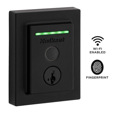 Halo Touch Matte Black Contemporary Fingerprint Wi-Fi Electronic Smart Lock Deadbolt Featuring SmartKey Security - Super Arbor