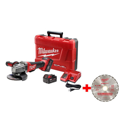 M18 FUEL 18-Volt Lithium-Ion Brushless 4-1/2 in. /5 in. Grinder, Paddle Switch No-Lock Kit with 4-1/2 in. Diamond Blade - Super Arbor