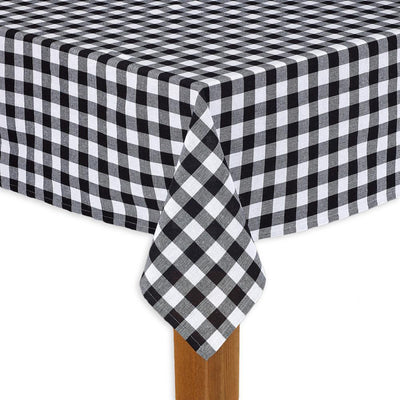 Buffalo Check 70 in. Round Black 100% Cotton Table Cloth for Any Table - Super Arbor