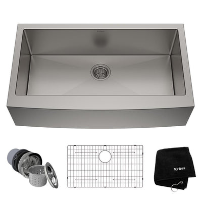 Standart PRO Farmhouse Apron-Front Stainless Steel 36 in. Single Bowl Kitchen Sink - Super Arbor
