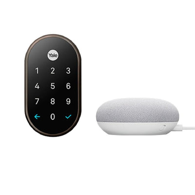 Nest x Yale Smart Lock Oil Rubbed Bronze + Nest Mini (2nd Gen) Smart Speaker Chalk - Super Arbor