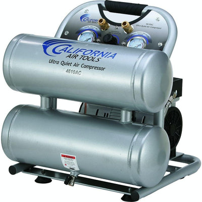 4610AC Ultra Quiet and Oil-Free 1.0 Hp, 4.6 Gal. Aluminum Twin Tank Electric Portable Air Compressor - Super Arbor