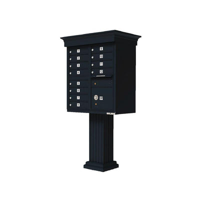 Vital 12-Mailboxes 1-Parcel Locker 1-Outgoing Pedestal Mount Cluster Box Unit - Super Arbor