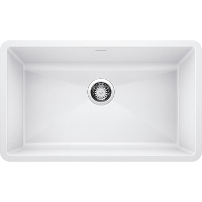 PRECIS Undermount Granite Composite 32 in. Single Bowl Kitchen Sink in White - Super Arbor