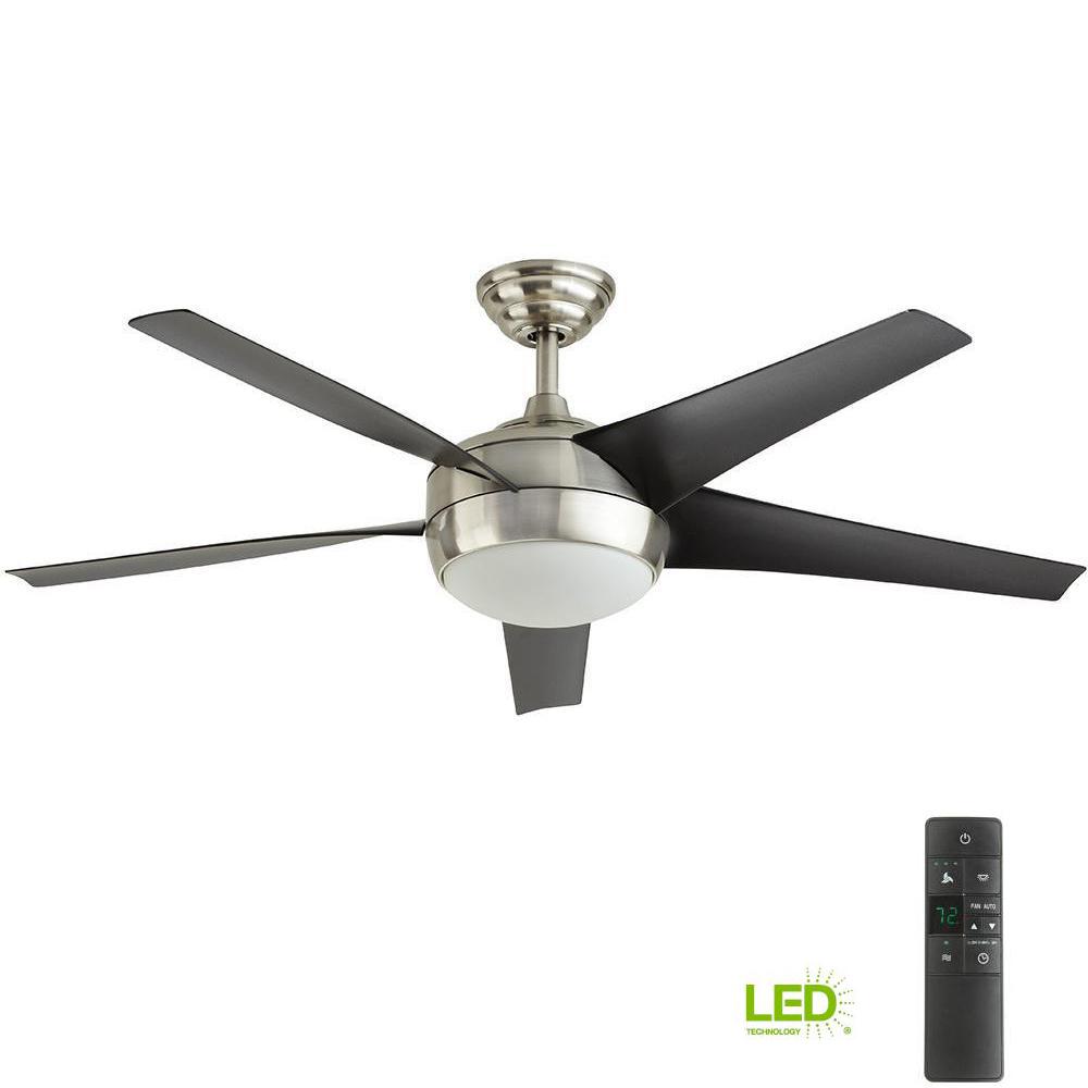 Windward IV 52 in. LED Indoor Brushed Nickel Ceiling Fan with 