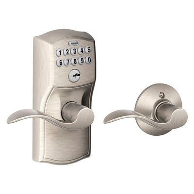 Camelot Satin Nickel Electronic Door Lock with Accent Door Lever - Super Arbor