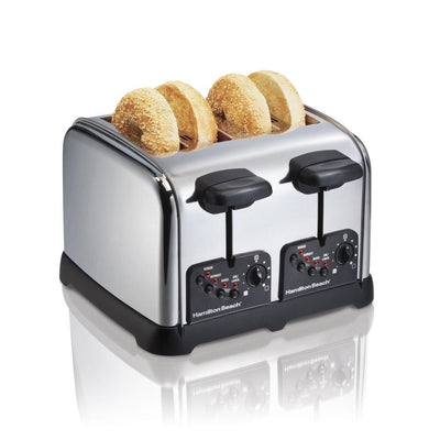 4-Slice Chrome Wide Slot Toaster with Automatic Shut-Off - Super Arbor