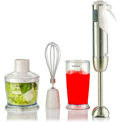 6-Speed White Immersion Blender with Chopper and Whisk Attachment - Super Arbor